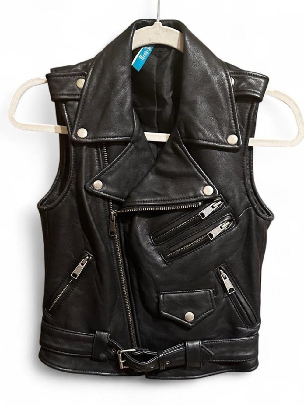 Truth and Pride Black Zip Up Leather Biker Vest